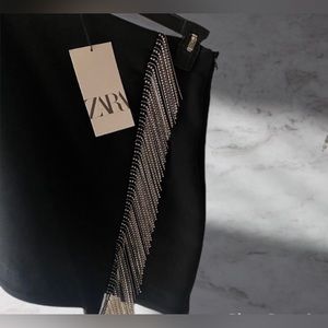 Zara jewel fringe mini skirt XS